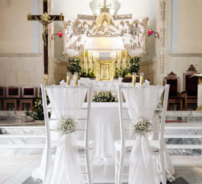 Bazylika Mniejsza w Dębowcu dekoracja ślubna